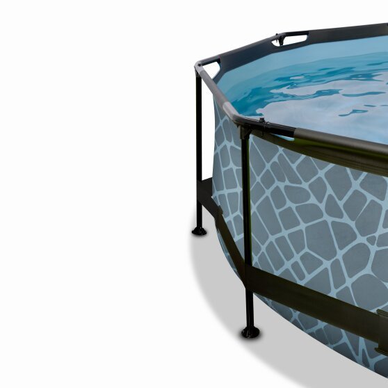 EXIT Stone Pool ø300x76cm mit Sonnensegel und Filterpumpe - grau