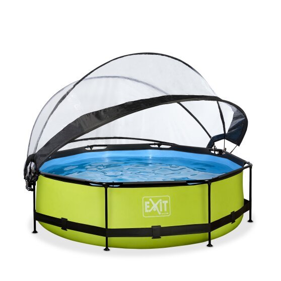 EXIT Lime Pool ø300x76cm mit Abdeckung und Filterpumpe - grün