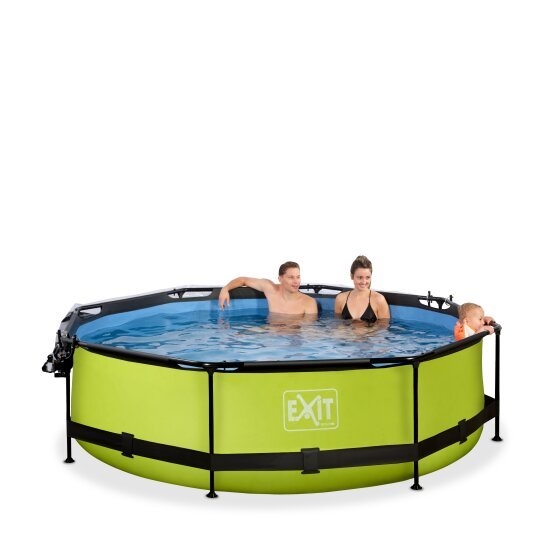 EXIT Lime Pool ø300x76cm mit Abdeckung und Filterpumpe - grün