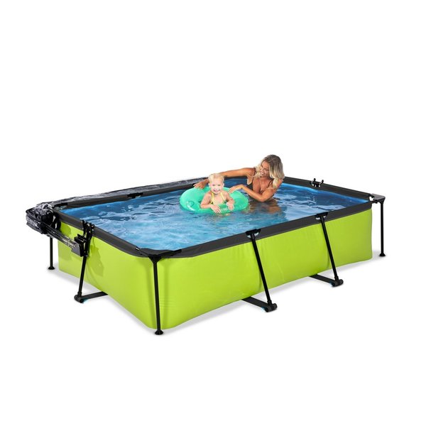 EXIT Lime Pool 300x200x65cm mit Filterpumpe und Abdeckung - grün